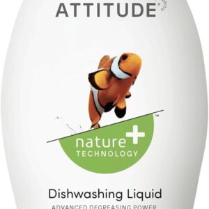 ATTITUDE Dish Soap, EWG Verified, Plant-Based & Vegan Dishwashing Liquid, Naturally Derived, Unscented, 23.7 Fl Oz
