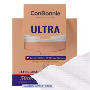 Disposable Face Towel XL, Special Ed., 10″×12″ Bio-based Facial Towels, Extra Thick Soft Large Face Towelettes, Makeup Remover Dry Wipes for All Skin Types, Facial Tissue, 50 Ct. (1 Pack)