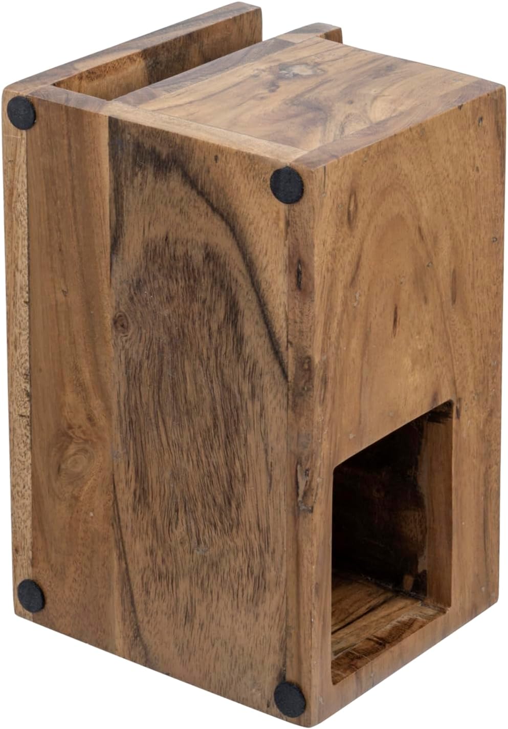 MyGift Rustic Solid Acacia Wood Office Desktop Stationery Organizer, Desk Caddy with Mail Slot, 2 Pen Holders, Sticky Note Storage, and Supplies Tray - Handcrafted in India - Image 8