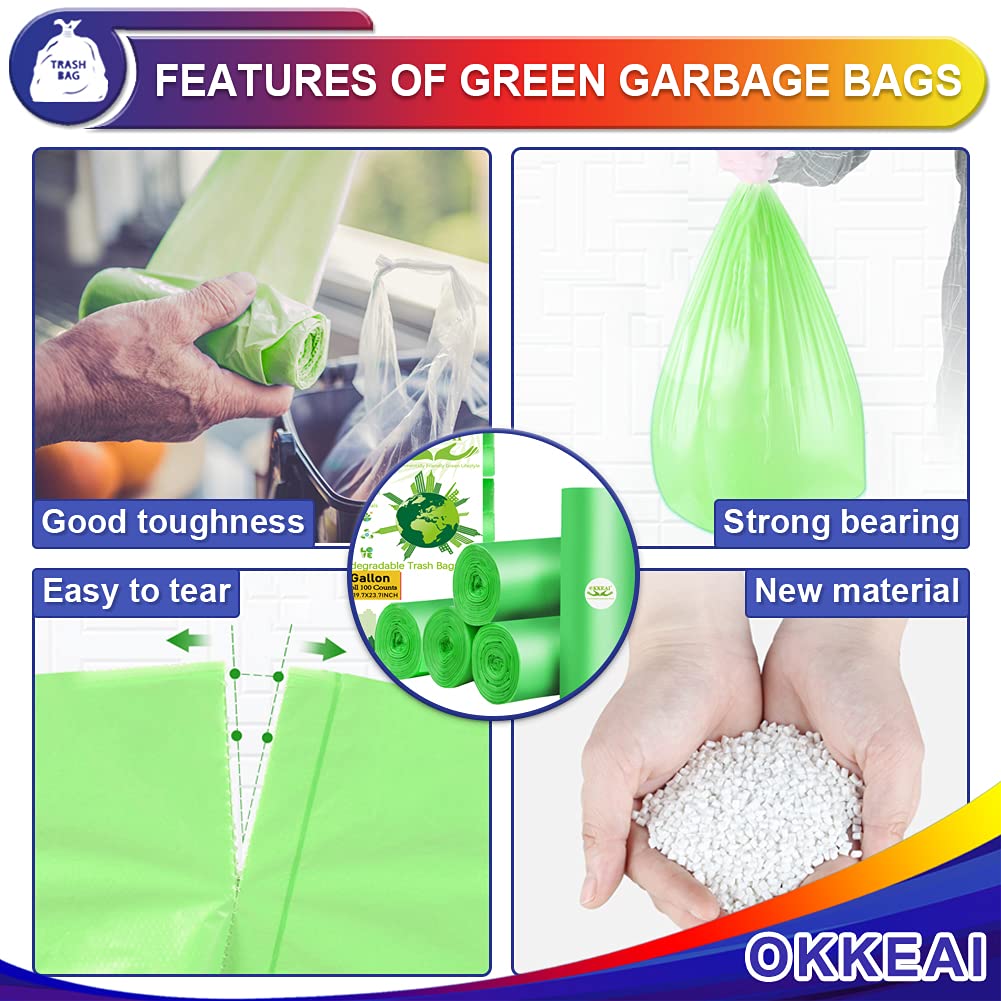 OKKEAI 3 Gallon Small Trash Bags 100 Counts Small Trash Can Liners Garbage Bags Mini 10L Wastebasket Bin Liners Bags for Bathroom Kitchen Bedroom Living Room Office,Green - Image 5