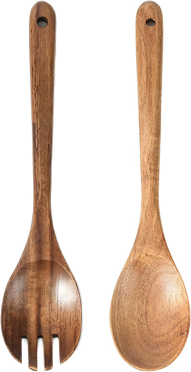 2-Piece Large Wooden Spoon Set,Cooking Spoons Acacia Wood Kitchen Utensil for Mixing Spoons Stirring Serving Spoon (WS-5) - Image 2