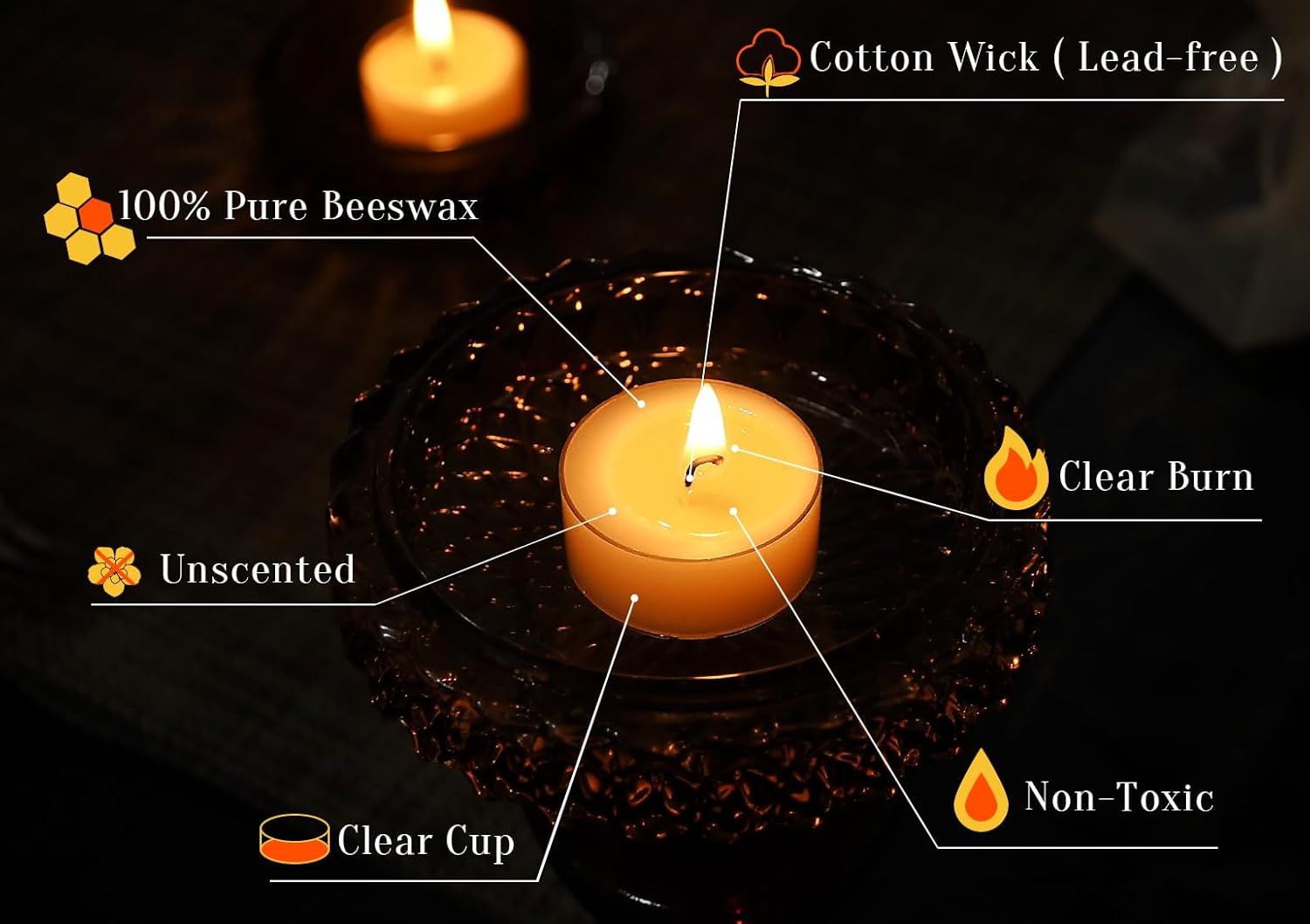 12pcs Natural Beeswax Tealight Candles - Organic Candle Honey Scent Smokeless Clean Burning - Image 4