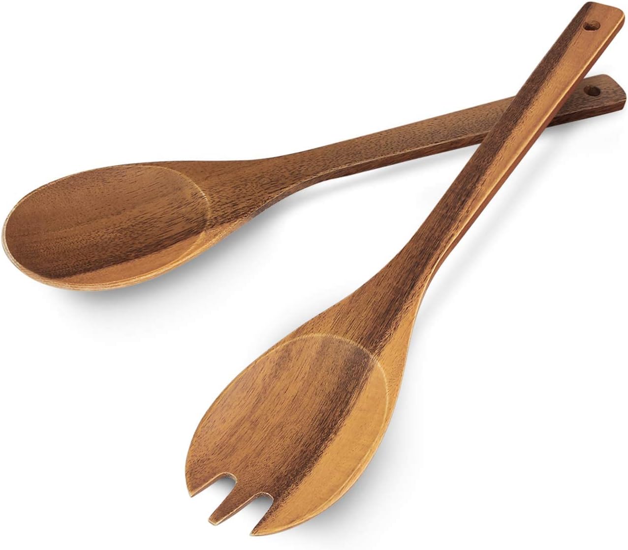 AIDEA Acacia Wood Salad Tongs for Serving, Spoon Salad Utensils Set, Wooden Fork and Spoon for Salad - Image 2