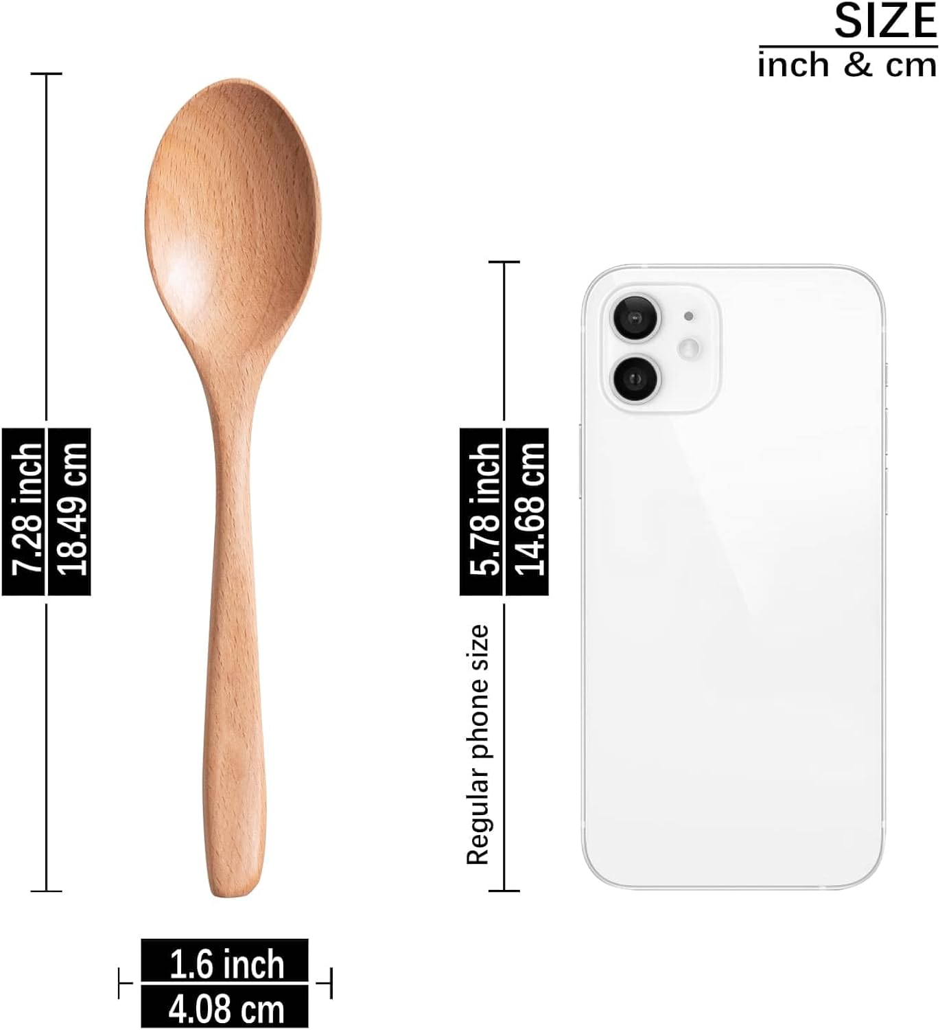 7.3inch Small Wooden Spoons, 6PCS Coated Beech Plain Small Wooden Spoons Set, Table Spoons for Present Honey, Serving, Eating, Soup, Chocolate, Coffee, Tea - Image 3