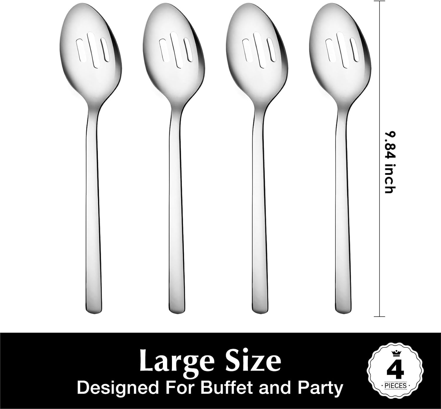 KINGSTONE Slotted Serving Spoons Sets 4 Piece,18/10 Stainless Steel Heavy Duty 9.84inch For Buffet, Wedding, Party,Catering,Dishwasher Safe - Image 4