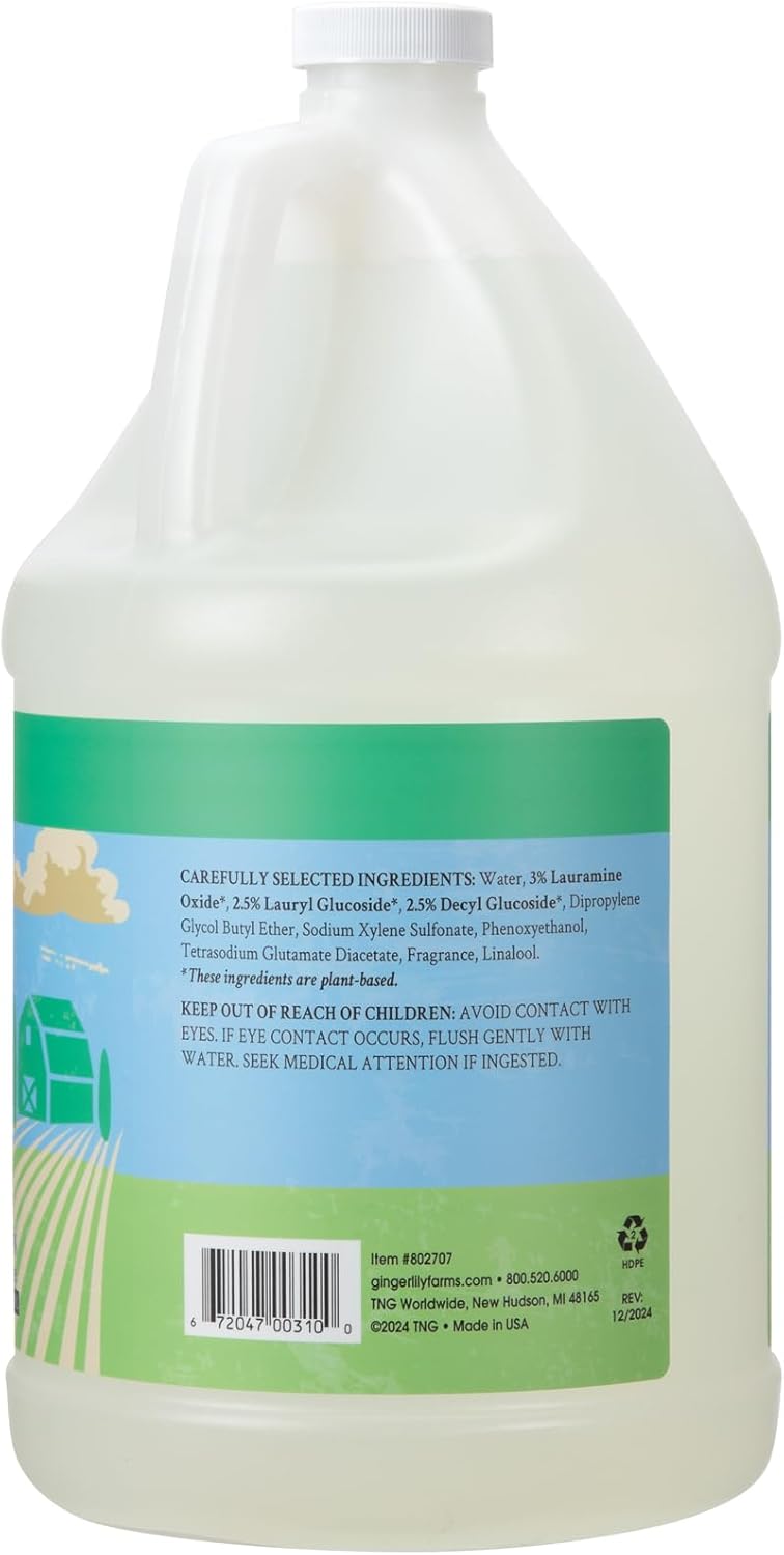 Ginger Lily Farms Botanicals Plant-Based Foaming Spray Dish Soap, Concentrated Formula with Max Grease Cleaning Power, Cruelty-Free, Basil Scent, 1 Gallon Refill (128 Fl Oz) - Image 2