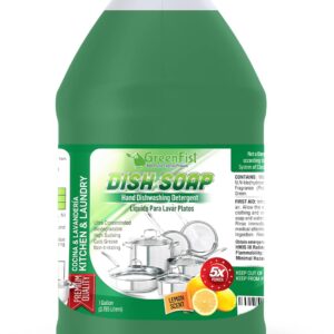 GreenFist Dish Soap Professional Detergent Liquid Pot & Pan Dish-Wash – Light or Heavy Use (Green Dish Soap 1 Gallon)