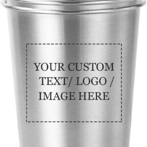 5 Pack Personalized Premium Stackable Stainless Steel Pint Cups – Durable Metal Tumblers for Travel & Outdoor Adventures (Silver, 400ml)