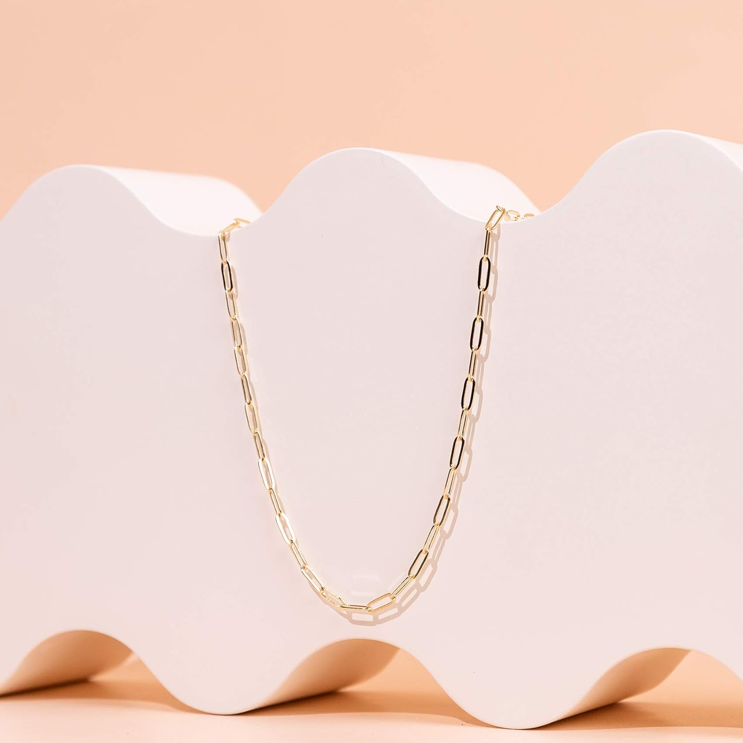 PAVOI 14K Gold Plated Curb Paperclip Box Sphere Bead Snake Herringbone and Figaro Chain Adjustable Necklace - Image 5