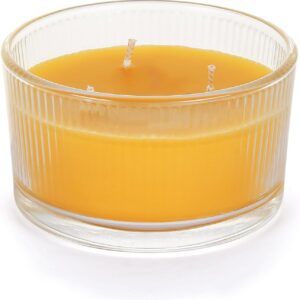 3-Wick Beeswax Candle in Glass, Elegant and Natural Home Lighting,Unscented Beeswax-Raw, 4.7oz