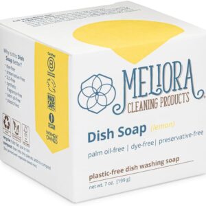 Meliora Cleaning Products Dish Soap Bar, Lemon