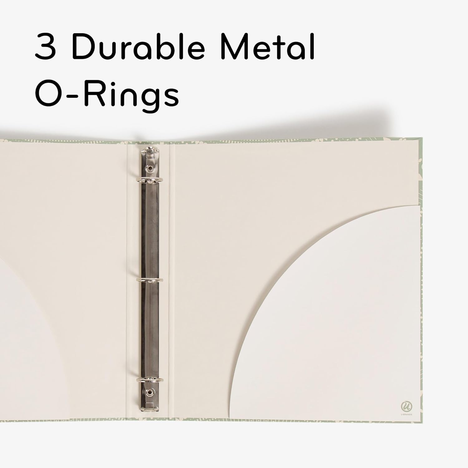 U Brands Eco-Conscious 1" Binders, Set of 2, Pink and Sage Green Boho Chic Prints, Silver Metal O-Rings - Image 5