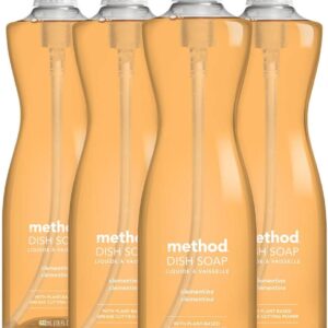 Method Gel Dish Soap , Clementine, Biodegradable Formula, Tough on Grease, 18 Fl Oz (Pack of 4)