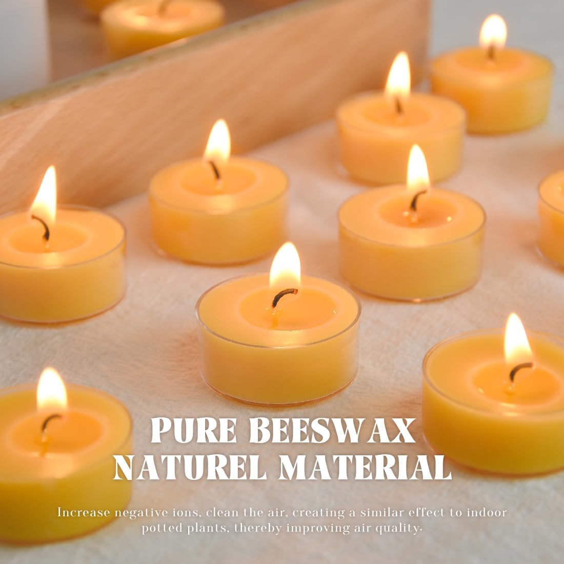 12pcs Natural Beeswax Tealight Candles - Organic Candle Honey Scent Smokeless Clean Burning - Image 3