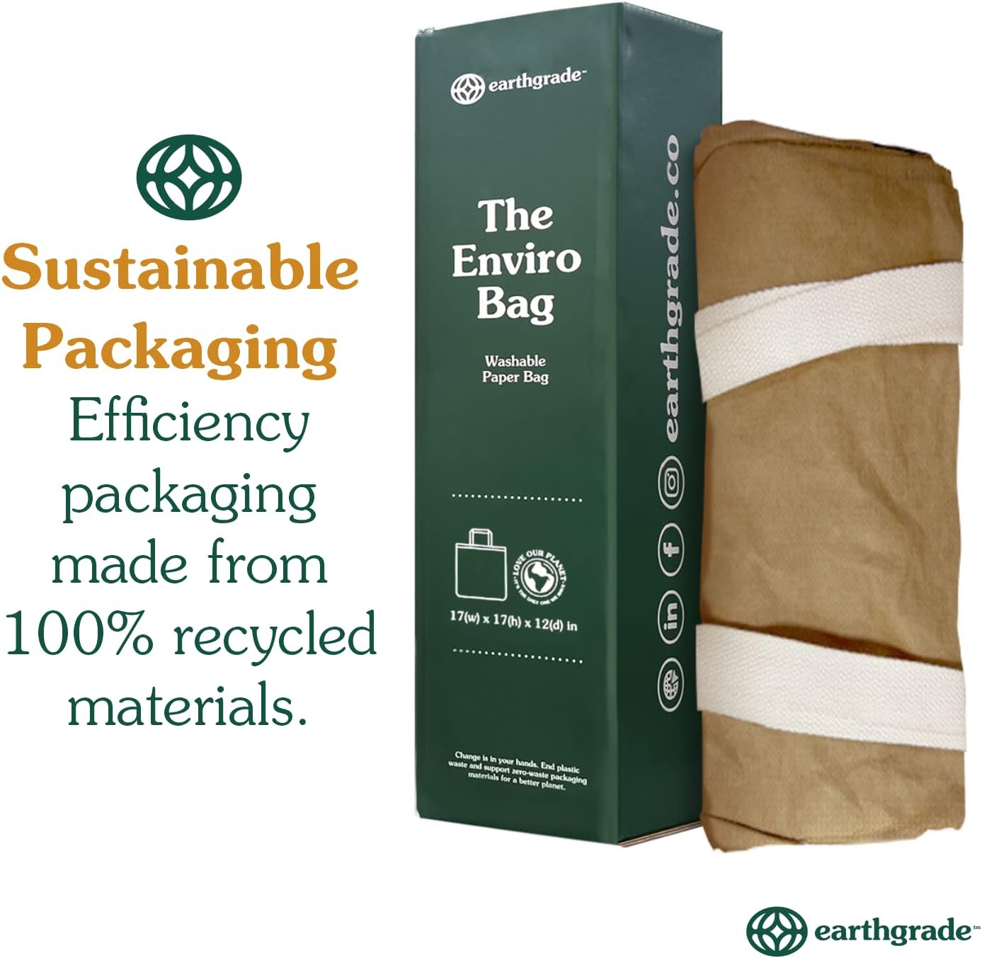 Reusable Grocery Bag – Large Sustainable Washable Paper Tote with Reinforced Seams. Foldable and Durable. - Image 6