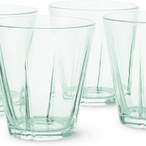 Grand Cru Recycled Glass Tumblers (Set of 4) – 8.8 Fl. Oz. – Lead-Free, Dishwasher Safe, Elegant Clear Glass Drinkware for Water, Juice, Coffee, and Wine – Modern, Durable (Green)