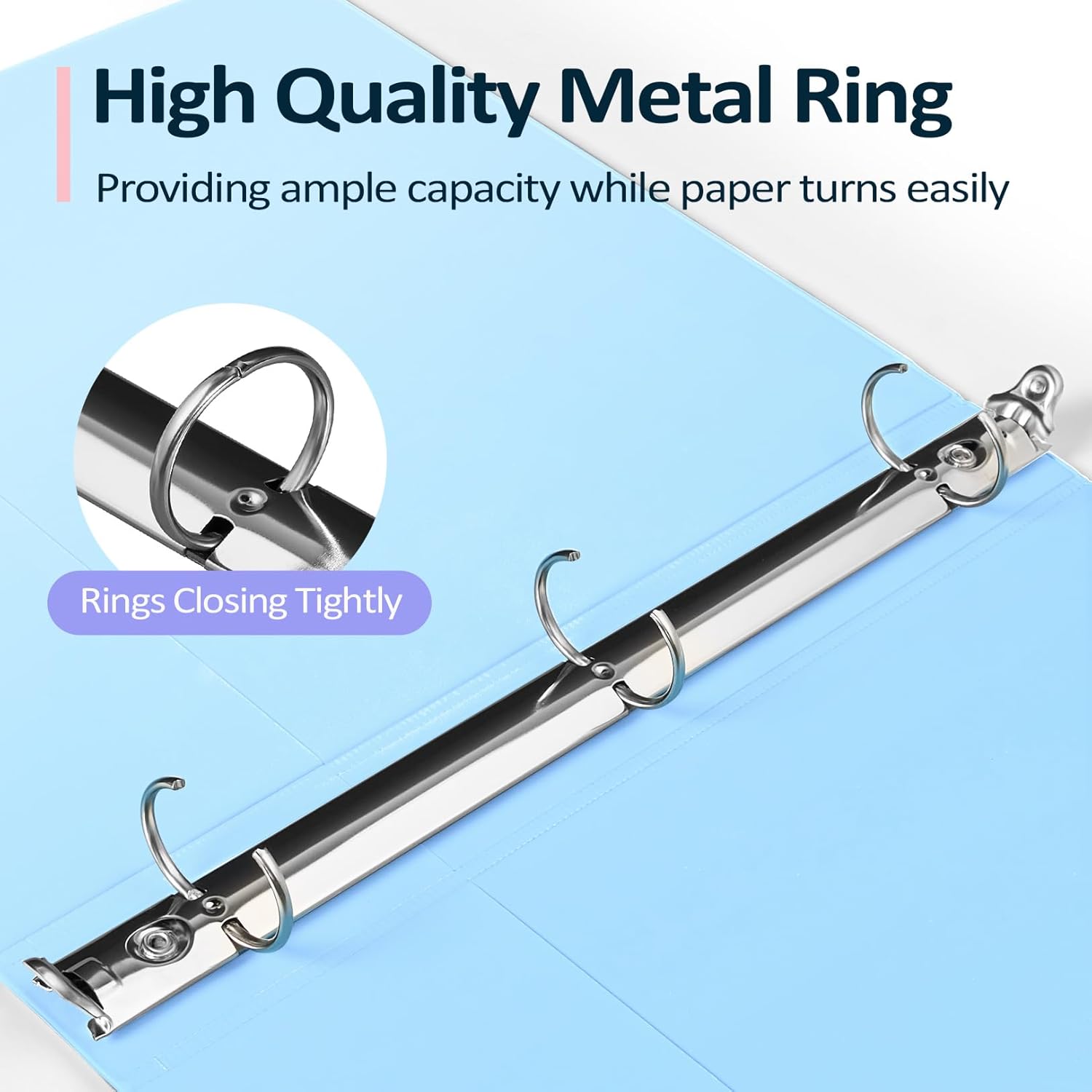 4 Pack Extra Durable 3 Ring Binders 1 Inch, Sooez 1” Three Ring Binder, Eco-Friendly & PVC Free, Customizable Clear View Cover for Letter Size 8.5 x 11'' Paper, Pastel School Office Supplies for Girl - Image 5