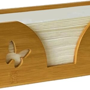Countertop C-Fold Paper Towel Dispenser with Engraved Butterfly – Compatible with C Fold, Multifold, Trifold & Z Fold Hand Napkins Folded Size 10.5″ x 4.0″ Or Smaller – Natural Bamboo
