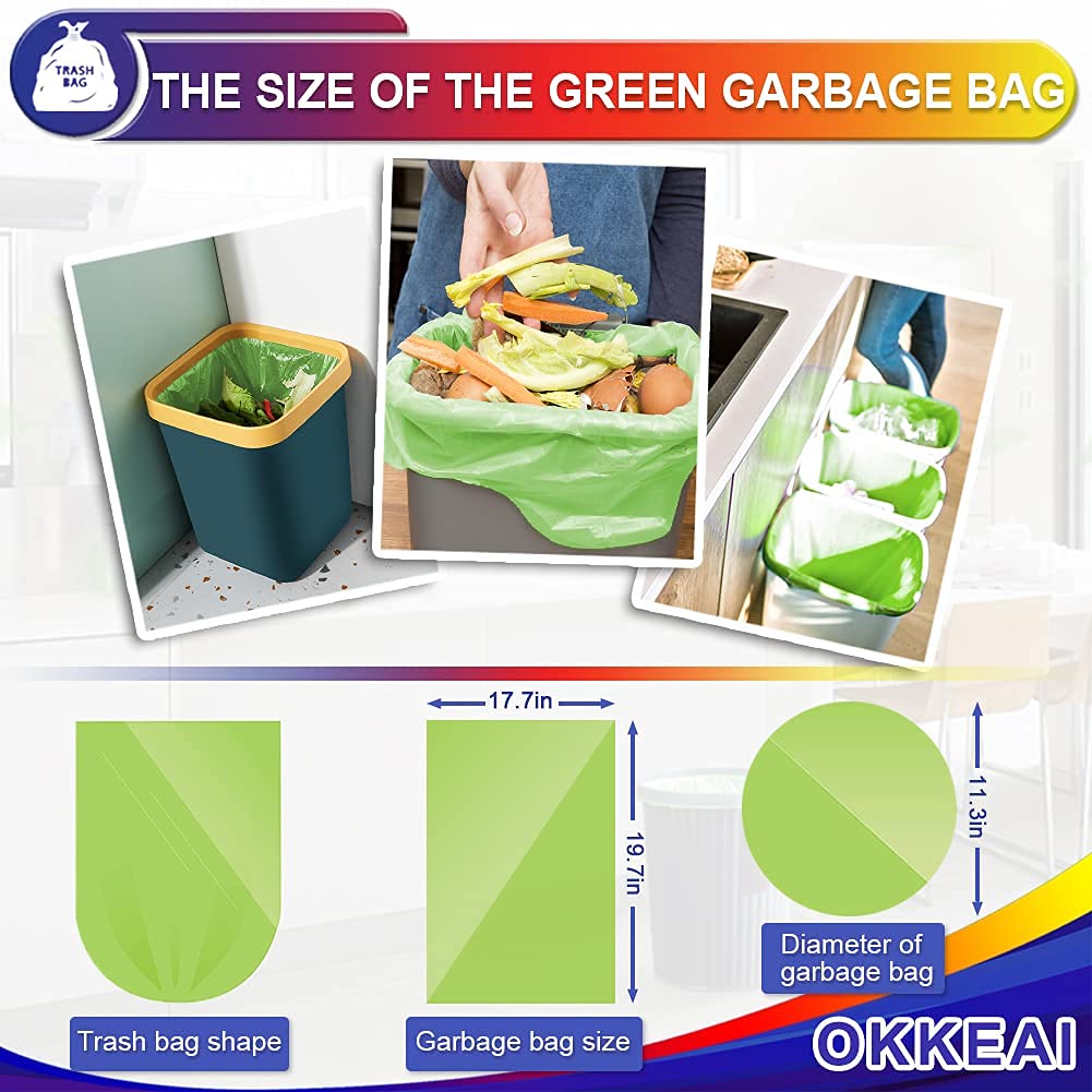 OKKEAI 3 Gallon Small Trash Bags 100 Counts Small Trash Can Liners Garbage Bags Mini 10L Wastebasket Bin Liners Bags for Bathroom Kitchen Bedroom Living Room Office,Green - Image 3