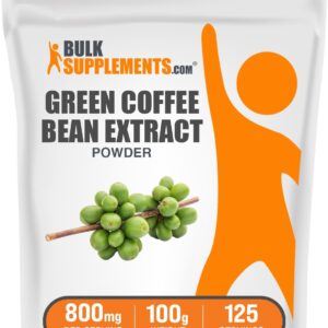 BulkSupplements Green Coffee Bean Extract Powder – Green Coffee Bean Supplements – Energy Support, Gluten Free, 800mg per Serving, 100g (3.5 oz) (Pack of 1)