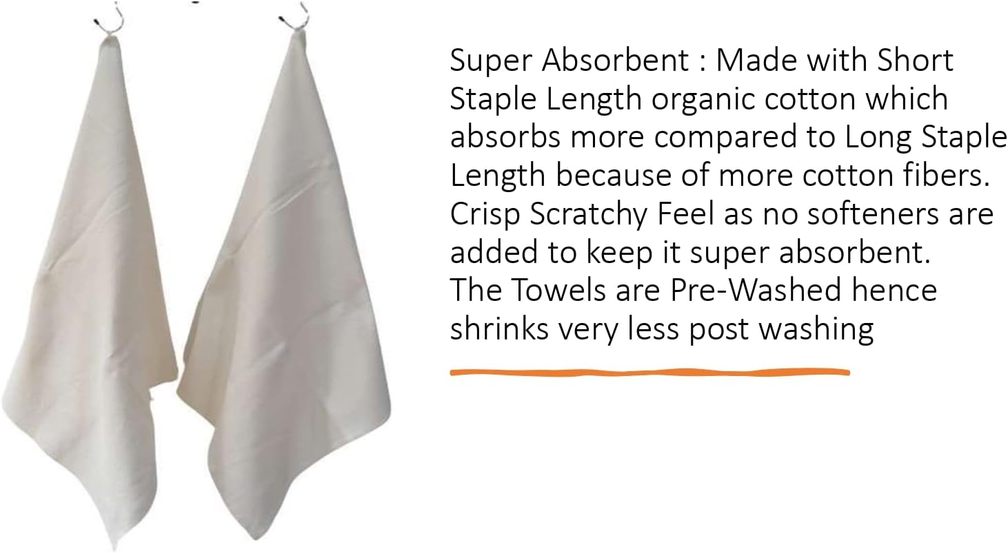 Waffle Bath Towel Pack of 2, 30.5x58 INCHES, 100% Natural Organic Cotton, GOTS Certified (Ivory) Super ABSORBANT & Quick Dry, NO SOFTENERS, Environment Friendly - Image 4