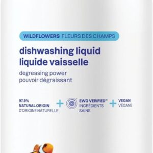 ATTITUDE Dish Soap, EWG Verified, Plant-Based & Vegan Dishwashing Liquid, Naturally Derived, Wildflowers Scent, 33.8 Fl Oz