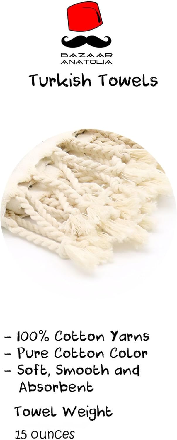 Bazaar Anatolia Turkish Bath Towel – 100% Cotton, Quick Dry Boho Farmhouse Decor, Autumn Throw Blanket for Bathroom – Oversized 71x39 Inches – Arpa Beige - Image 4