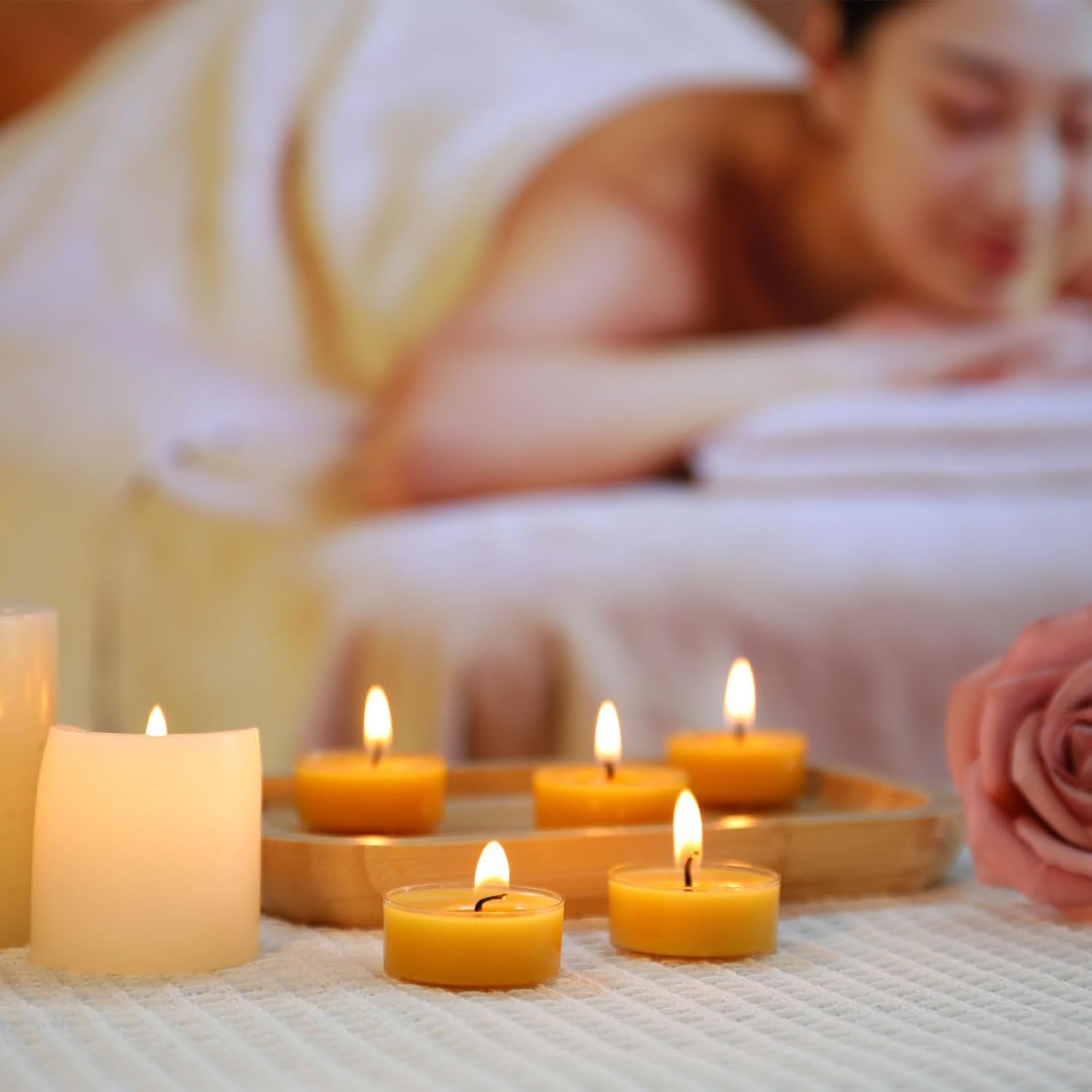 24 Packs Beeswax Tealight Candles- 4 Hour Burn Time Pure Beeswax Candles Bulk Burn Evenly and Clean Smokeless Natural Bees Wax Tea Lights for Relaxing - Image 6