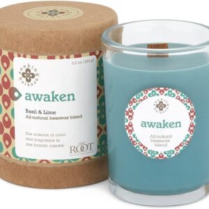 Root Candles Seeking Balance Wood Wick Spa Candle Aromatherapy Candles, 6.5-Ounce, Awaken: Basil & Lime