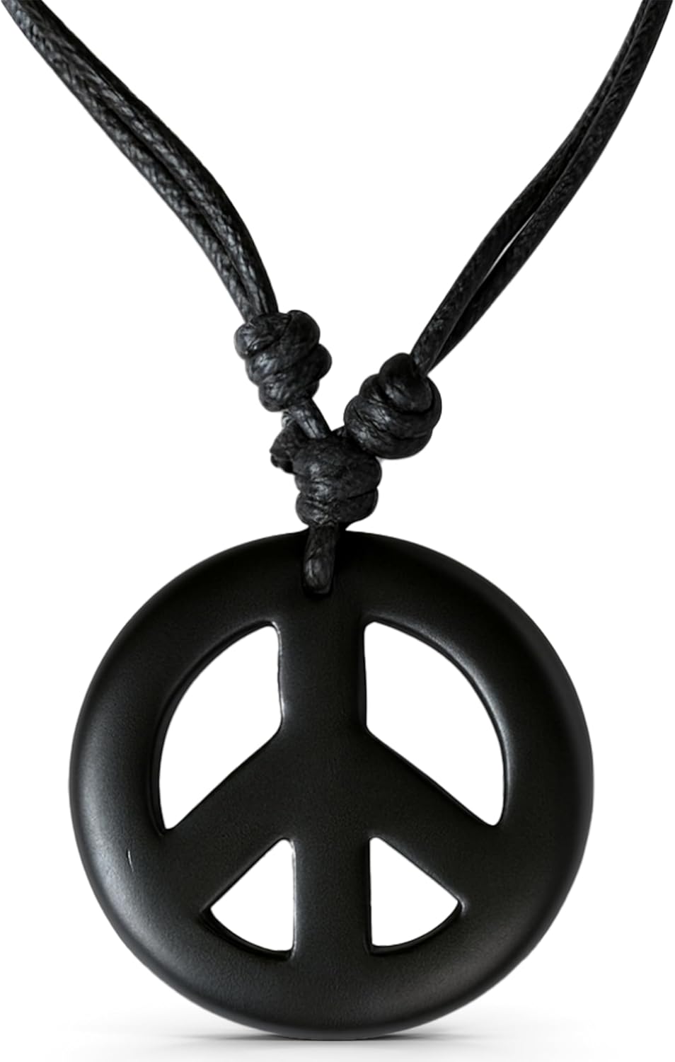 Adjustable Peace Sign Pendant Necklace with Organic Wood - Hippie Accessories and Hippie Costume for 60s or 70s - Image 2