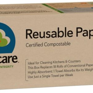 If You Care Reusable Paper Towels– 12 CT Sheets – 100% Natural, Compostable Cleaning Cloths for Kitchen, Bathroom, Home Countertop Surfaces – Extra Absorbent, Eco Friendly