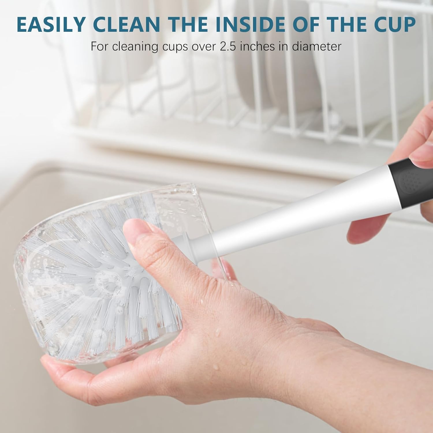 SetSail Dish Brush Set of 3 with Bottle Brush, Dish Scrub Brush with Long Handle Deep Cleaning Handle Brush with Scraper Tip for Kitchen Sink Dishes Bottle Cup Pot and Pans Tile Lines, Black - Image 7