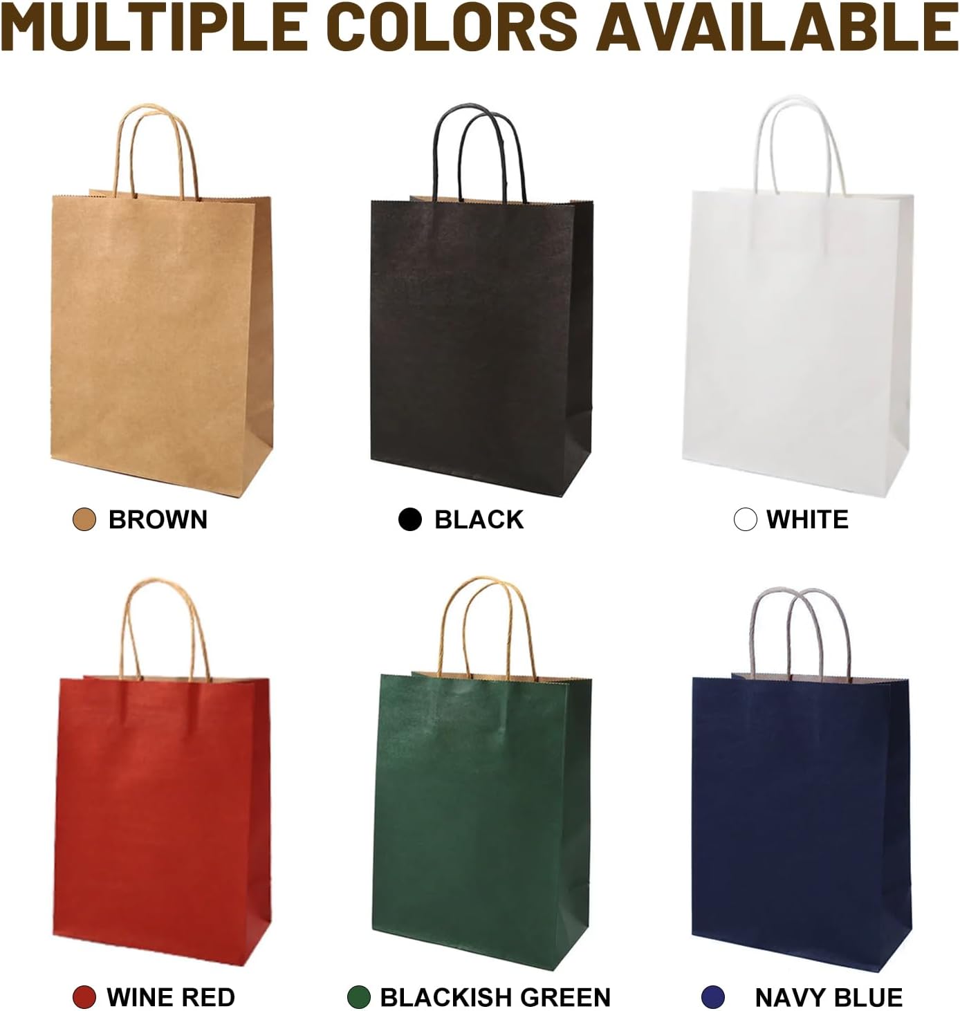 Gift Bags 8.25"X5.9 "X3.15" 100pcs Brown Kraft Paper Bag with Handles for Small Business Christmas Bulk, Wedding, Party Favor, Shopping, Lunch, Halloween Trick-or-Treat Bags - Image 8