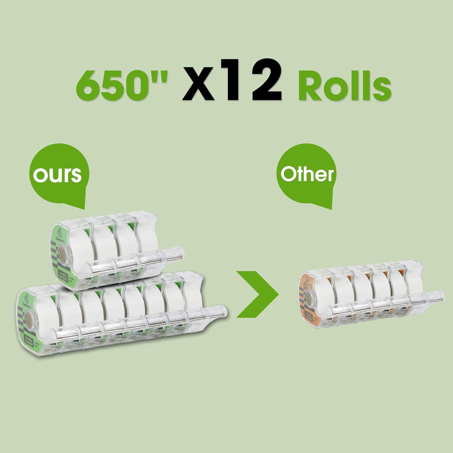 12 Invisible Tape with 12 Refillable Tape Dispenser, Home Office Supplies and Back to School Supplies for College and Classrooms, Matte Finish, 3/4 in x 650 in - Image 3