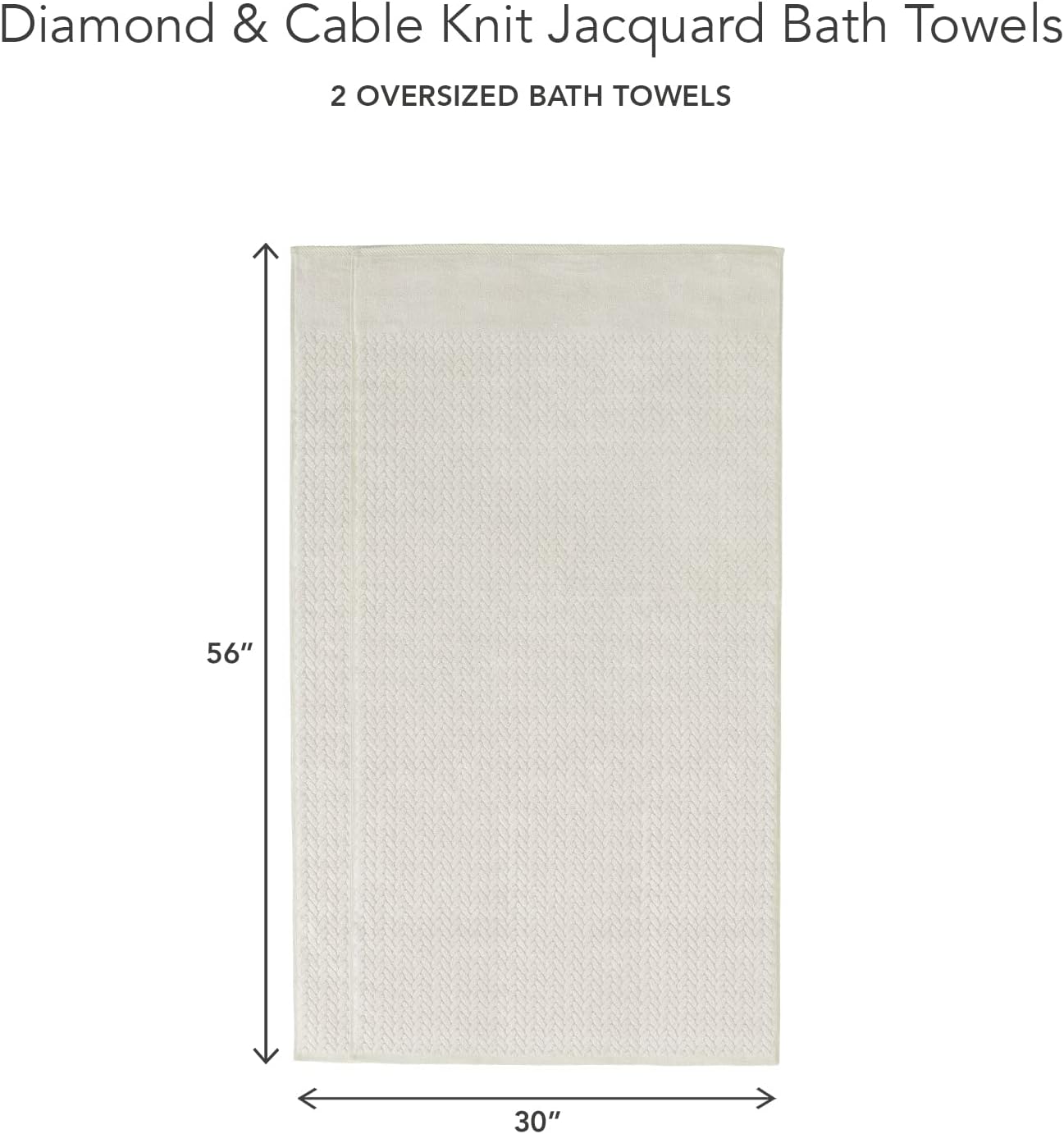 Texere 100% Organic Cotton Jacquard 650 GSM Premium Bath Towel Sets - Extra Absorbent Quick Dry and Plush (Cable, Birch, 2 Bath Towels) - Image 6