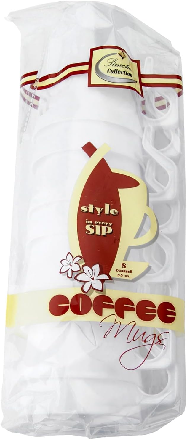 Bluesky Trading Simcha Collection White Square Coffee Mugs (Pack of 8) - 8.5 Oz. - Chic & Durable Plastic Drinkware, Perfect for Entertaining, Parties, Events, & Everyday Use - Image 3