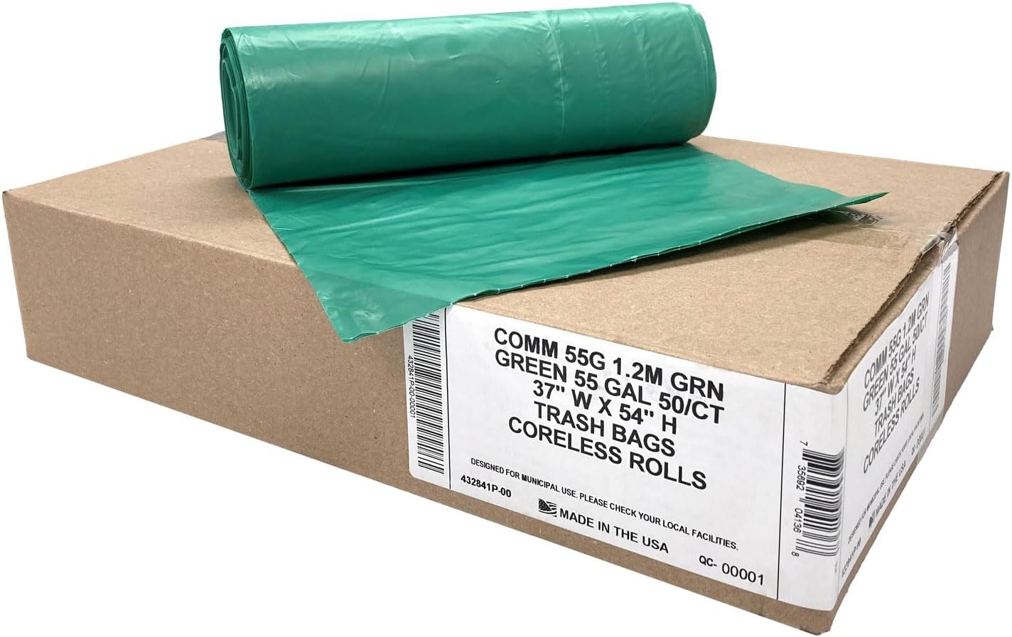 Ultrasac Heavy Duty 55 Gallon Green Trash Bags - (Value 50 Pack) - 1.5 MIL equivalent Industrial Strength Plastic 37" x 54" for 50-55 Gal Cans -Fits Toter, Rubbermaid Brute, Carlislie Bronco etc. - Image 4