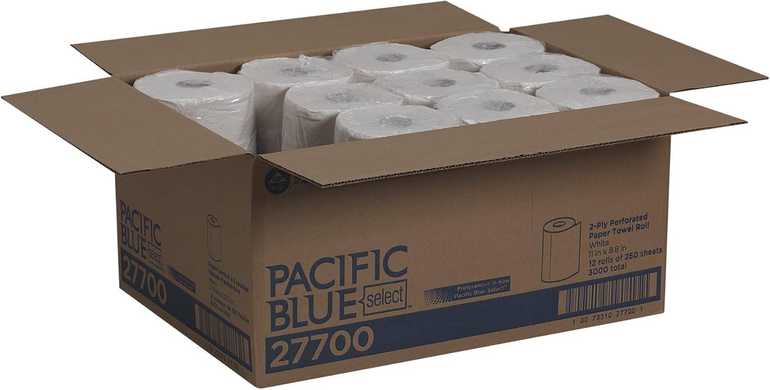 Georgia-Pacific Pacific Blue Select 2-Ply Perforated Roll Paper Towel (Previously Branded Preference), White, 27700, 250 Sheets Per Roll, 12 Rolls Per Case - Image 5
