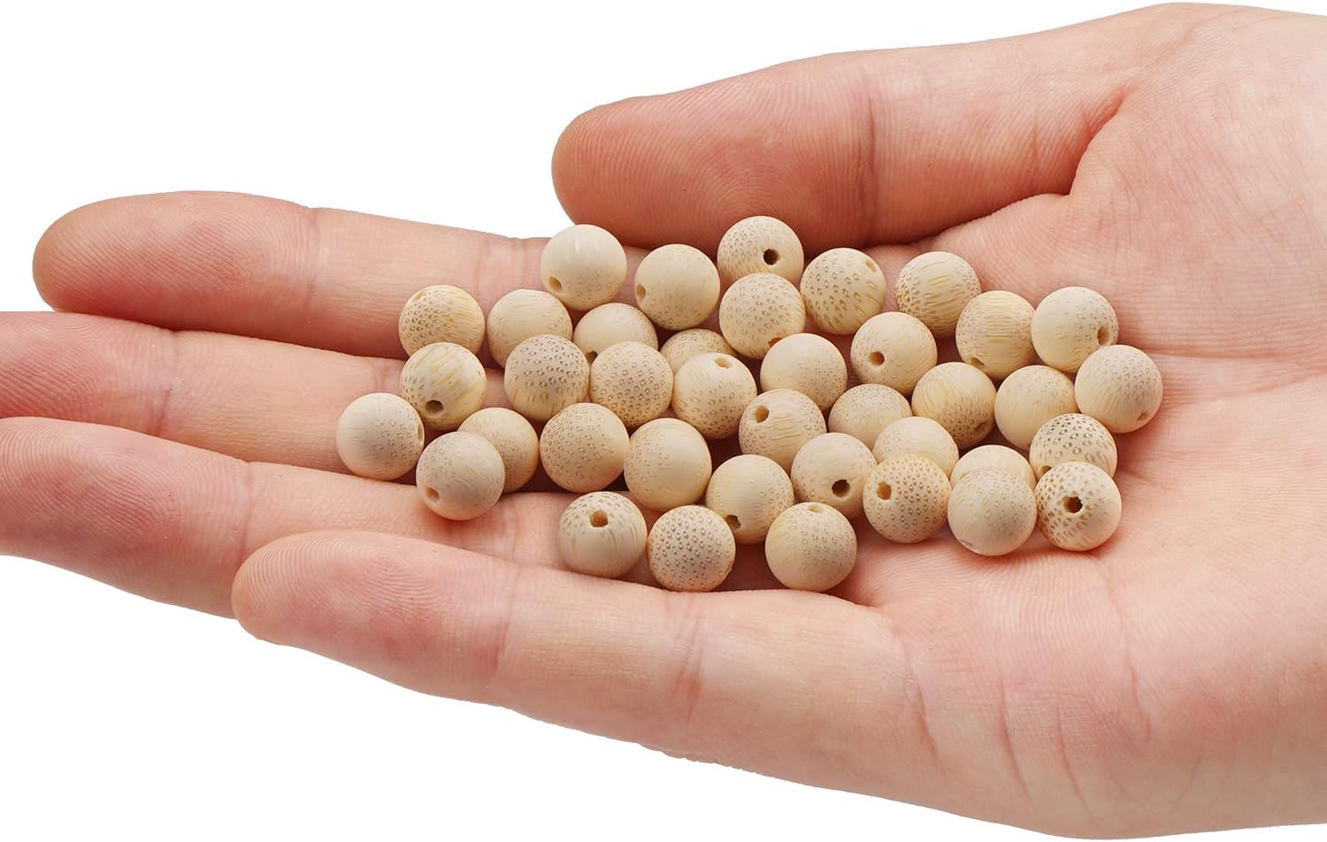 200pcs 10mm Natural Bamboo Sustainable Growth Round Beads Gorgeous Craft Handmade Polished Spacer Mala Pray Beads with Elastic Cord for Bracelets DIY Rosary Tasbih Jewelry Making - Image 4