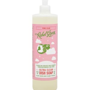 Rebel Green Super Deluxe Dish Soap – Plant-Based Sustainable Dishwashing Soap – Pink Lilac Scent – 16 fl oz – 1 Pack