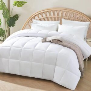 STWIENER 100% Viscose Made from Bamboo Comforter for Hot Sleepers- Breathable Cooling Silky Soft Duvet Insert Queen Size-with 8 Corner Tabs- All Season Comforter (88×88 Inches, White)