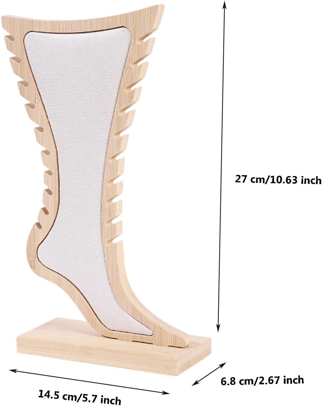 TANG SONG Bamboo Foot-Shaped Jewelry Stand Necklace & Earring Holder for Home Display(White) - Image 3