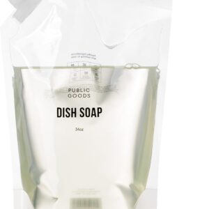 Public Goods Natural Dish Soap | Kitchen Soap | Plant-Based & Vegan Friendly | Clear Dish Detergent Liquid | Concentrated | Made in USA | Mandarin Basil | 34 Fl Oz Refill