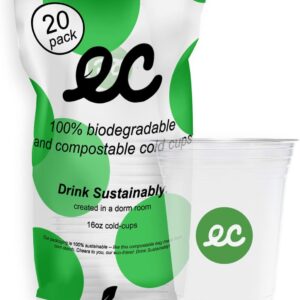 Earth Cups 100% Biodegradable and Compostable Cup, Forest Green Sustainable 16oz Party Cups