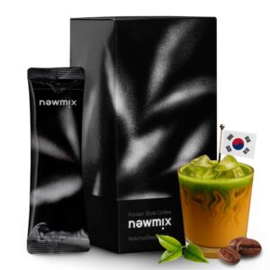newmix Korean Instant Coffee Premium 7.05 OZ 10 Sticks Korean Mix Coffee with GREEN TEA Taste 3 in 1 Sweet Flavor with Creamer (10 Single Serve Packets)