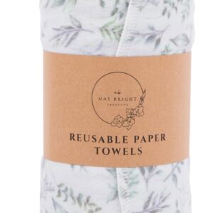 May Bright Reusable Paper Towels 2-Ply Washable Roll – Cloth Paper Towel Replacement – 15 Sheets of Paperless Paper Towels and Reusable Napkins With Greater Absorbency – Zero Waste