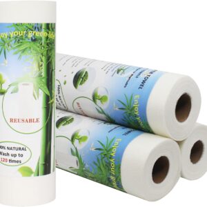 Bamboo Paper Towels Replacement 4 Rolls 80 Sheets Heavy Duty Machine Washable Reusable Paper Towels for Kitchen and Daily Use(11×12”, 4 Rolls)