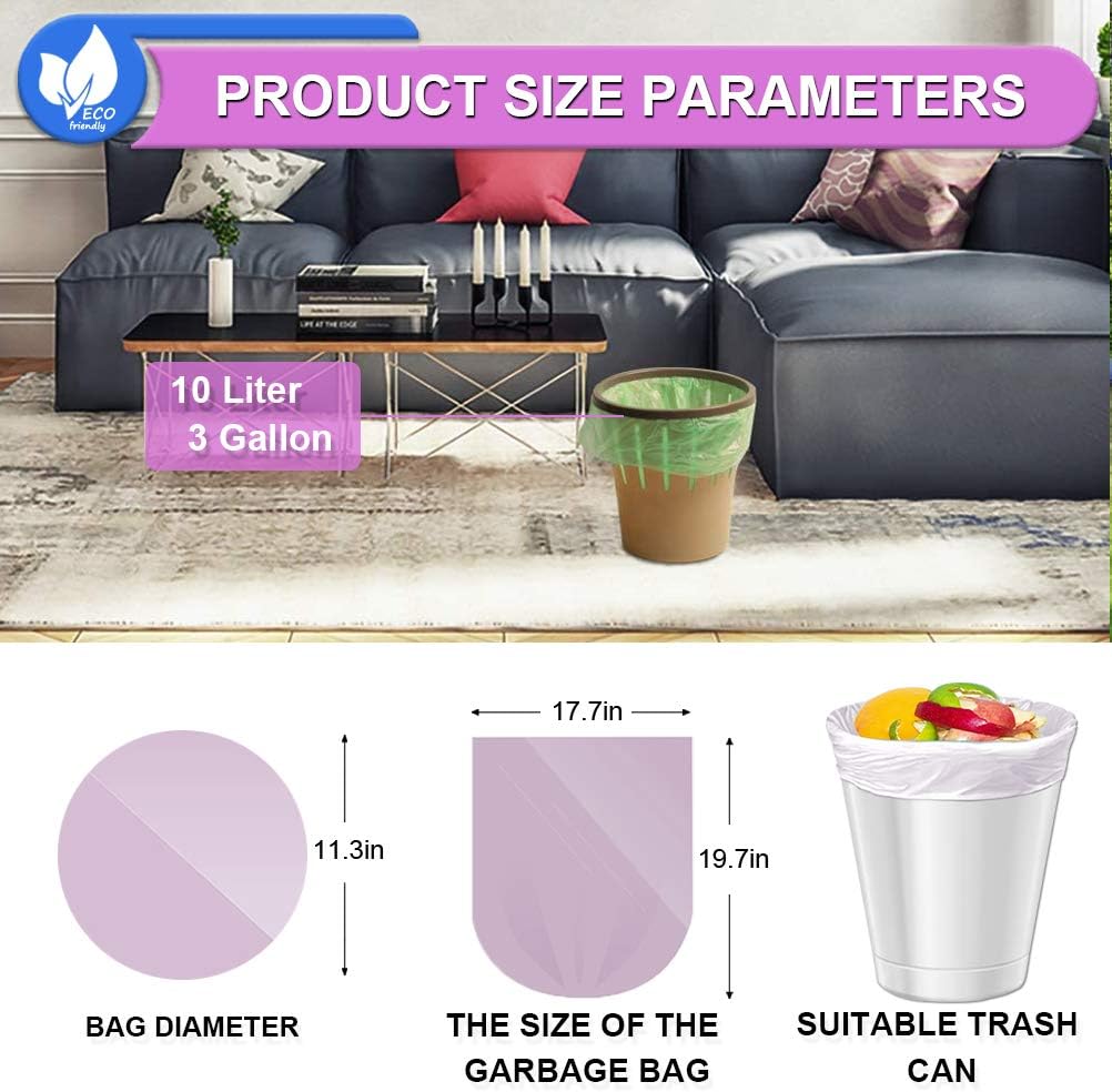 Small Garbage Bags 2.6 Gallon Colorful Biodegradable Trash Bags,120 Counts Bathroom Garbage Bags Unscented Wastebasket Liners for Office, Bedroom,Living Room 7-10L - Image 7