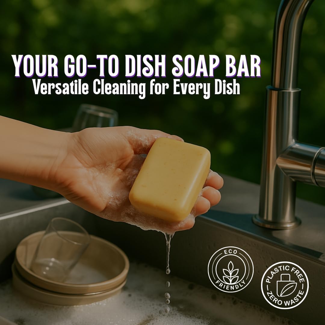 7 Big Dish Soap Bars | Essential Oil Formula | Natural Ingredients | Skin-Safe | Non-Toxic | Plastic-Free Packaging | Value Pack - Image 4