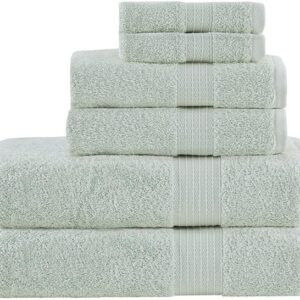 Madison Park Organic 100% Cotton Bathroom Towel Set, Hotel & Spa Quality Highly Absorbent, Quick Dry, Include for Shower, Handwash & Facial Washcloth, Multi-Sizes, Seafoam
